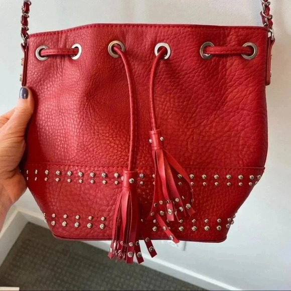 Mango Red Leather Studded Purse - Picture 2 of 12
